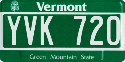 VT license plate YVK720