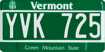 VT license plate YVK725