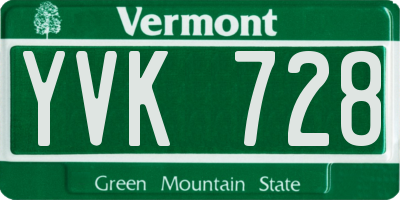 VT license plate YVK728