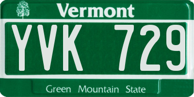 VT license plate YVK729