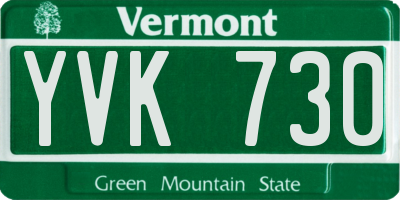 VT license plate YVK730
