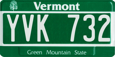 VT license plate YVK732