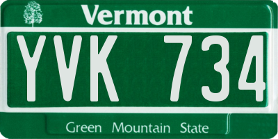 VT license plate YVK734