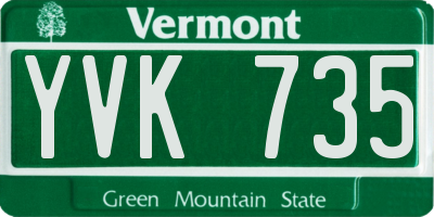 VT license plate YVK735