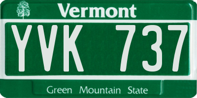 VT license plate YVK737