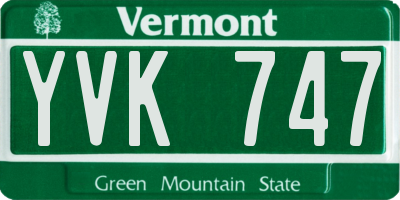 VT license plate YVK747