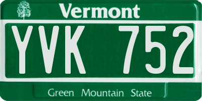 VT license plate YVK752