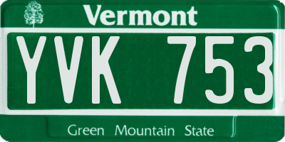 VT license plate YVK753