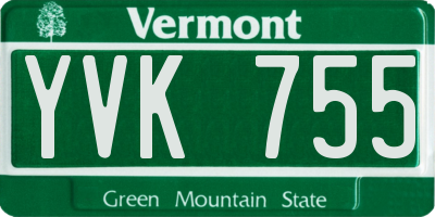 VT license plate YVK755