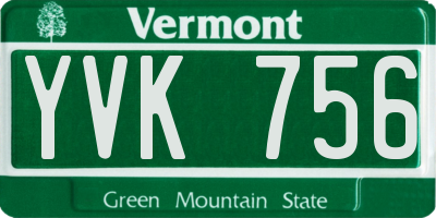 VT license plate YVK756