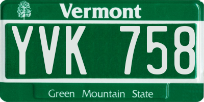 VT license plate YVK758