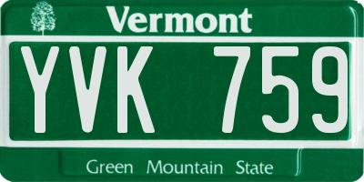 VT license plate YVK759