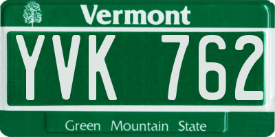 VT license plate YVK762