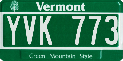 VT license plate YVK773