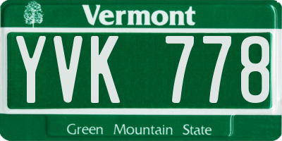 VT license plate YVK778