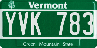 VT license plate YVK783