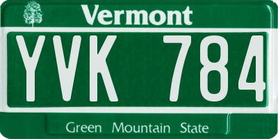 VT license plate YVK784