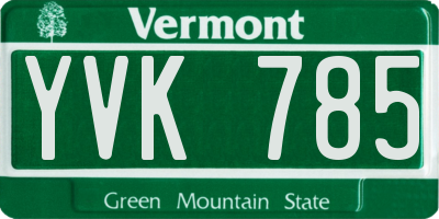 VT license plate YVK785