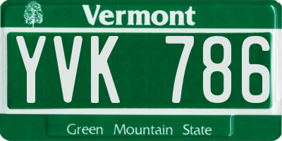 VT license plate YVK786