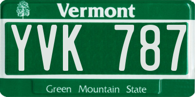 VT license plate YVK787