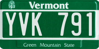 VT license plate YVK791
