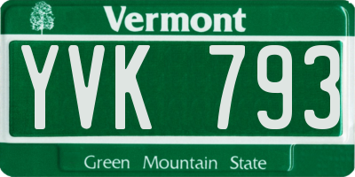 VT license plate YVK793