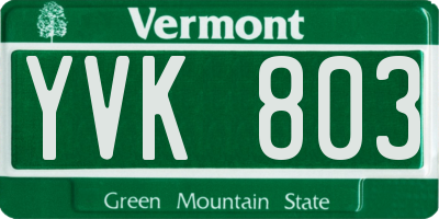 VT license plate YVK803