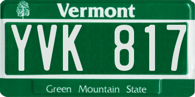 VT license plate YVK817