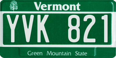 VT license plate YVK821
