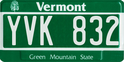 VT license plate YVK832