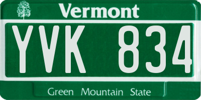 VT license plate YVK834