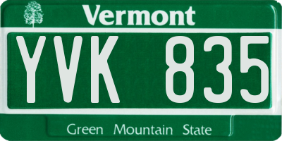VT license plate YVK835