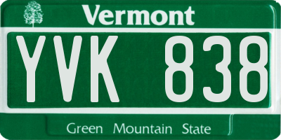 VT license plate YVK838