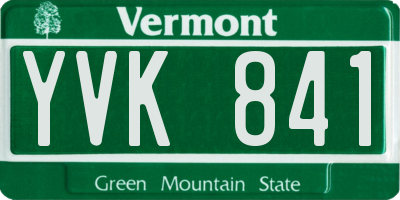 VT license plate YVK841