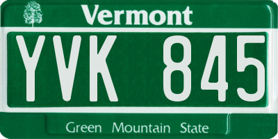 VT license plate YVK845