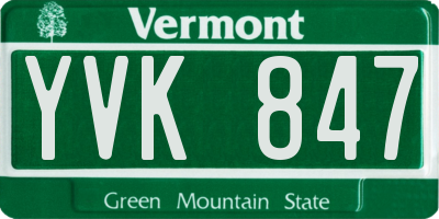 VT license plate YVK847