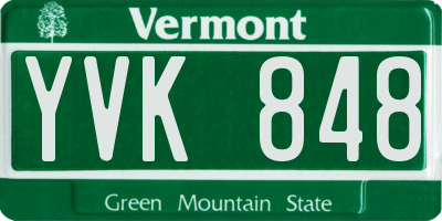 VT license plate YVK848