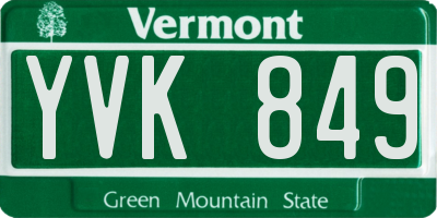 VT license plate YVK849