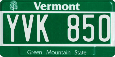 VT license plate YVK850