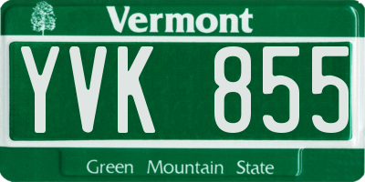 VT license plate YVK855