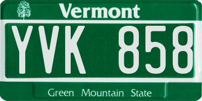 VT license plate YVK858