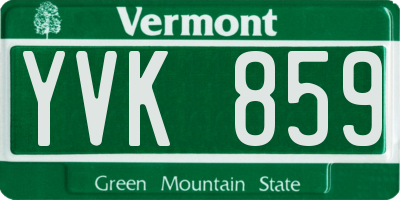 VT license plate YVK859