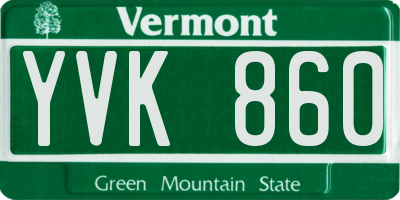 VT license plate YVK860