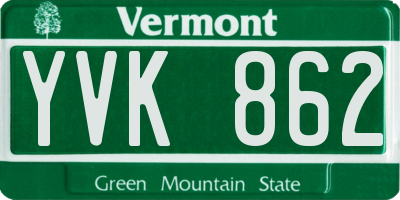 VT license plate YVK862