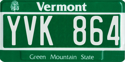 VT license plate YVK864
