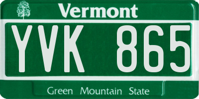 VT license plate YVK865