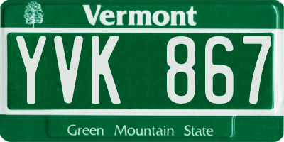VT license plate YVK867
