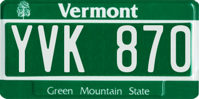 VT license plate YVK870