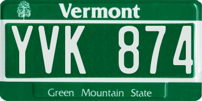 VT license plate YVK874