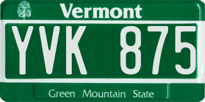 VT license plate YVK875